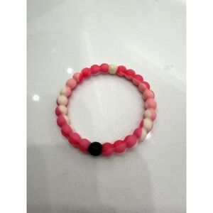 Lokai Pink Marble Silicone Beaded Balance Stretch Breast Cancer Bracelet